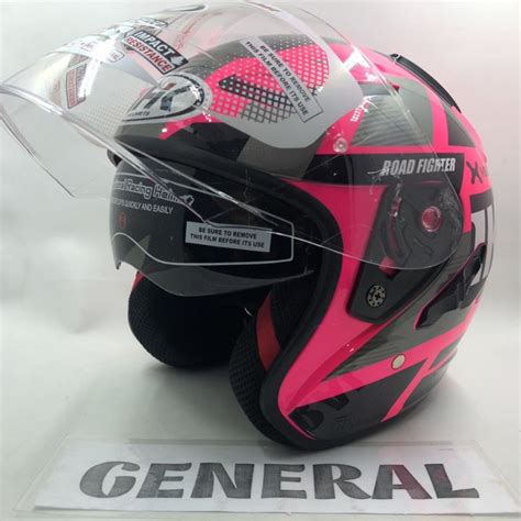 Jual Helm Original Nhk R Neuro Pink Fluo Silver Double Visor Half