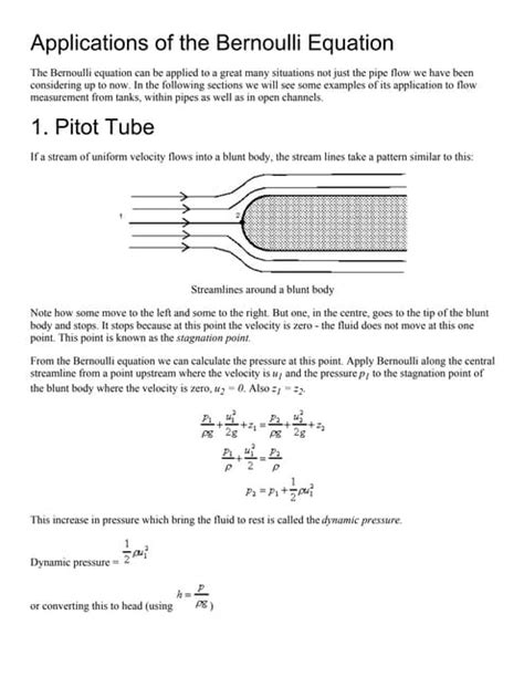 Applications Of The Bernoulli Equation Pdf