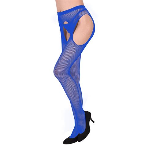 POTETI Womens Intimate Apparel Lingerie Fishnet See Through Blue Pajama