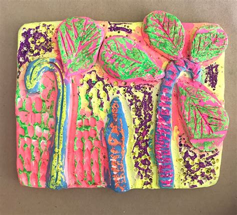 Create Colorful Clay Relief Tiles For Kids With Air Drying Clay