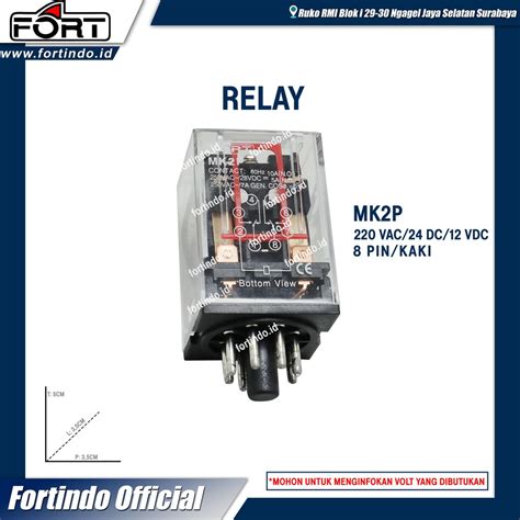 Jual Relay Mk2p Coil 8 Pin Kaki 220vac 24dc 12vdc Tanpa Indikator Merk