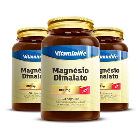 Kit 3 Magnésio Dimalato Vitaminlife 60 Cápsulas Submarino