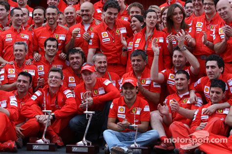 Kimi Raikkonen Felipe Massa And Scuderia Ferrari Team Members