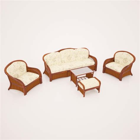 Conjunto De Muebles Tapizados Sof Sillones Mesa De Caf Otomana