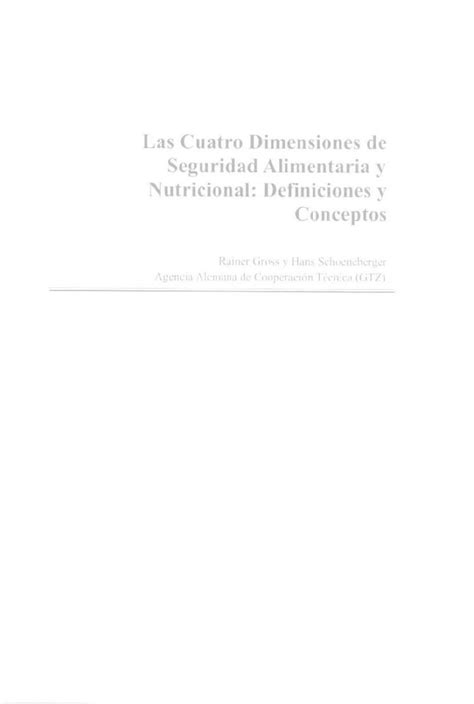 Pdf Las Cuatro Dimensiones De La Seguridad Alimentaria Definiciones