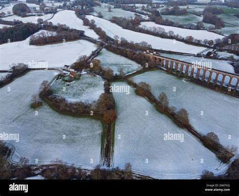 Aerial view of Ouse Valley Viaduct in winter Stock Photo - Alamy