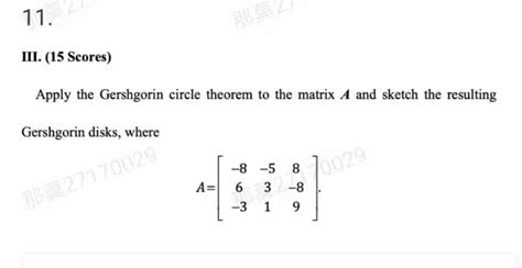 Solved Iii Scores Apply The Gershgorin Circle Chegg