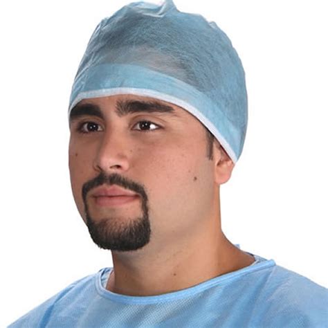 100 Disposable Surgeon Surgical Dental Scrub Cap Hat Blue Non Vent