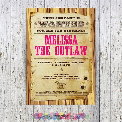 Cowgirl Birthday Printable Party Collection And Invitation Etsy