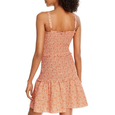 Parker Womens Smocked Ruffled Mini Dress Shop Premium Outlets