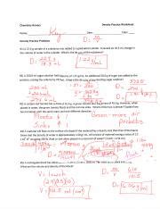 Denisty Honors Key Pdf Chemistry Honors Density Practice