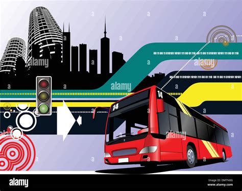 Abstract hi-tech background with city bus image. Vector illustra Stock Vector Image & Art - Alamy