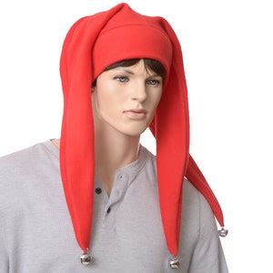 Jester Hat Long Red Bells Three Pointed Fleece Harlequin Cosplay Horn