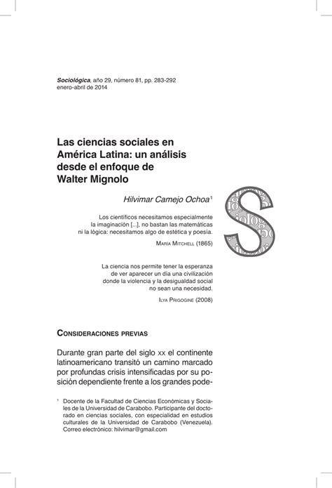 Pdf Las Ciencias Sociales En Am Rica Latina Un An Lisis Desde El