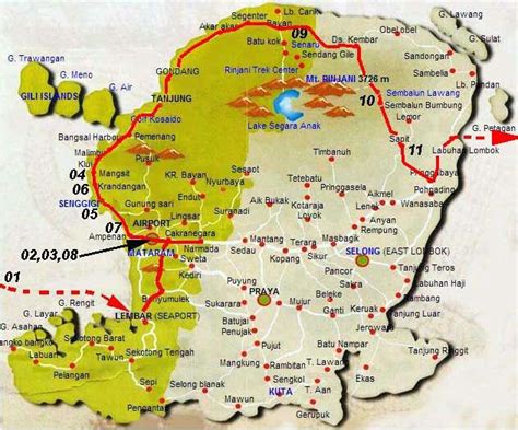 Carte De Lîle De Lombok Lombok Map Travel