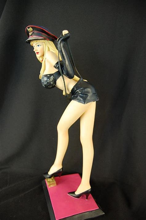 Lot Crafted Resin Nude Pin Up Figure With Miss Army Girl 40cm High
