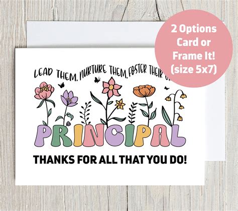 Principal Appreciation Card, Principal Thank You Card, Boho Principal ...