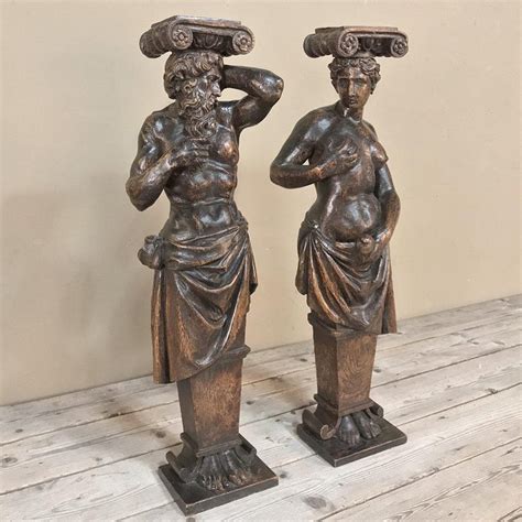 Pair of 19th Century Carved Wood Caryatid Sculptures at 1stDibs