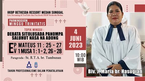 Ibadah Minggu Trinitatis Juni Youtube