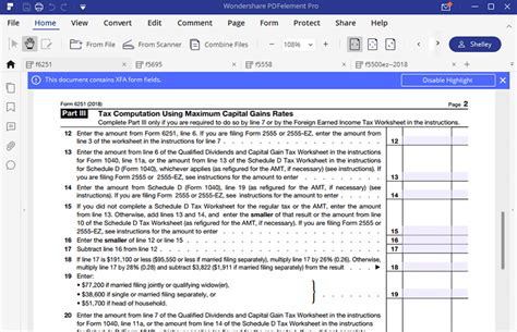 Irs Form 6251 Fillable - Printable Forms Free Online