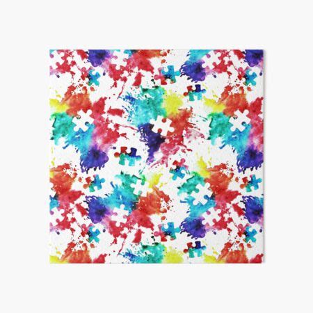 Autism Awareness Watercolor Splatter Fabric W Puzzle Piece Art Board