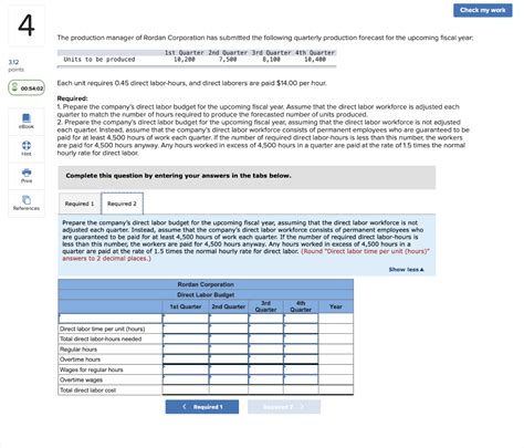 Solved Check My Work 4 The Production Manager Of Rordan Chegg