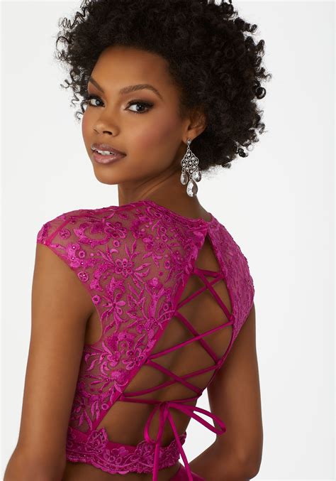 Two Piece Party Dress Featuring An Embroidered Net Bodice And Larissa Satin Skirt Morilee