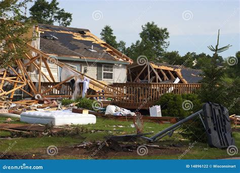 Tornado Storm Damage House Home Destroyed By Wind Stock Photography ...