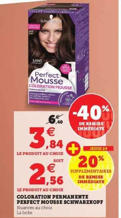 Promo Coloration Permanente Perfect Mousse Schwarzkopf Chez Super U