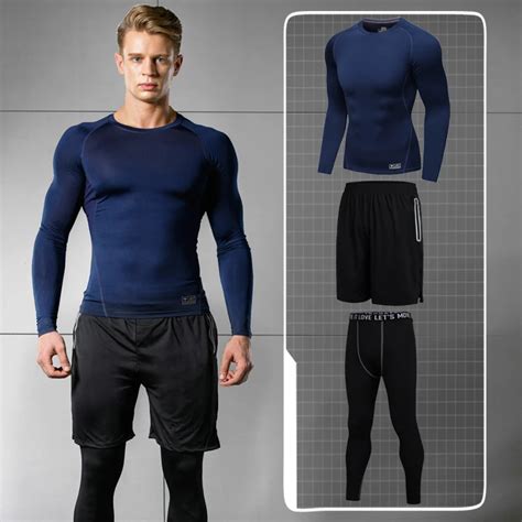 Buy 3pcs Compression Quick Dry Tight Tracksuit Men