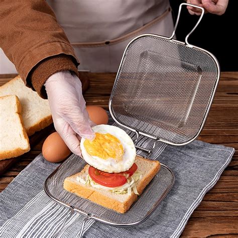 Edelstahl Sandwich Maker Panini Presse Mold Brot Toasten Mesh Clip