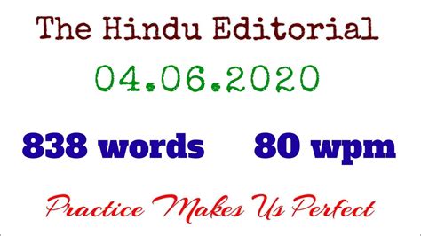 Wpm Shorthand Dictation Hindu Editorial Th June Youtube