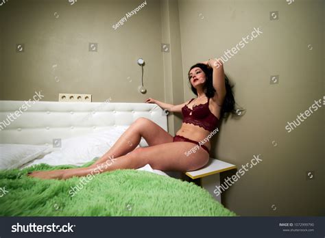 Sexy Curvy Brunette Lingerie Indoors Stock Photo 1072999790 Shutterstock