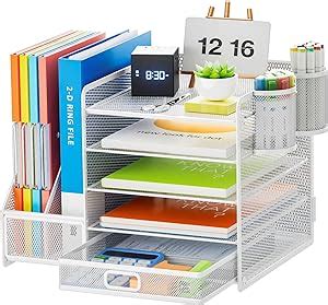 Marbrasse Organizador De Escritorio Con Soporte Para Archivos