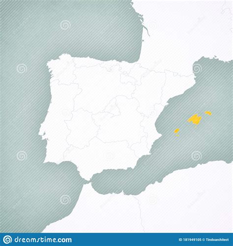 Mappa Delle Isole Baleari Della Penisola Iberica Illustrazione Di Stock