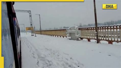 Viral Video Of Train Passing Through Snow Laden Valley In Kashmir Will