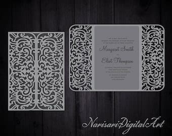 Gate Fold 5x7 Wedding Invitation Card Laser Cut Etsy