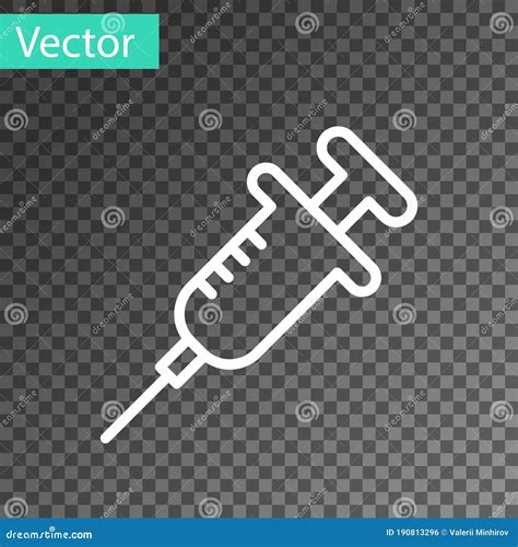 White Line Syringe Icon Isolated On Transparent Background Syringe For