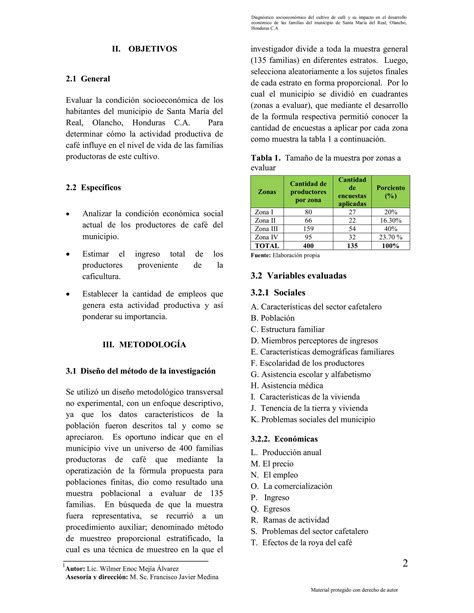 Diagn Stico Socioecon Mico Del Cultivo De Caf Y Su Impacto En El