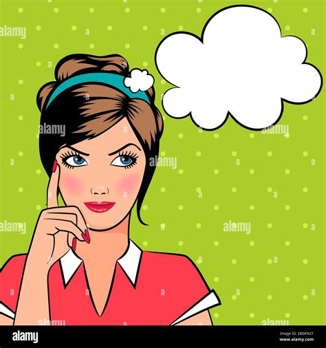 Thinking Woman In Pop Art Comic Style With Speech Bubble For Your Text Stock Vector Image And Art