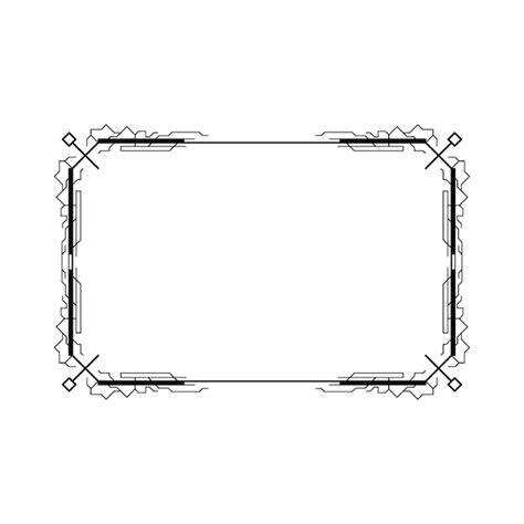 Moldura Retangular Abstrata Linha Simples Preta Doodle Contorno