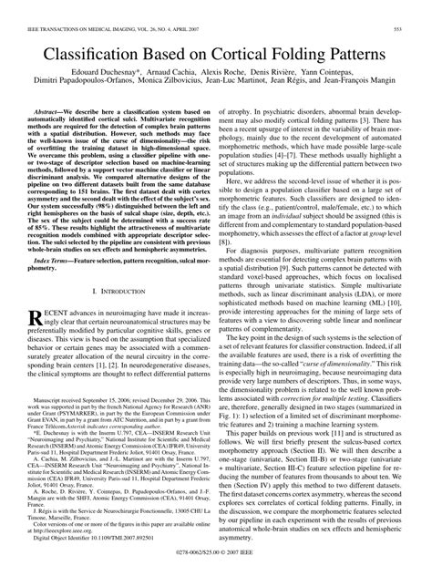 (PDF) Classification Based on Cortical Folding Patterns