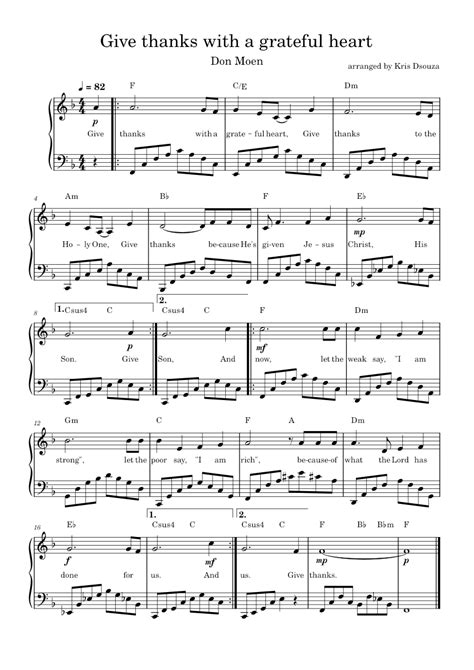 Give Thanks With A Grateful Heart Don Moen Sheet Music For Piano