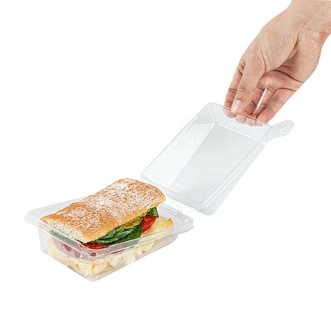 Tamper Tek Rectangle Clear Plastic Sandwich Container With Lid Tamper Evident 6 X 4 12 X