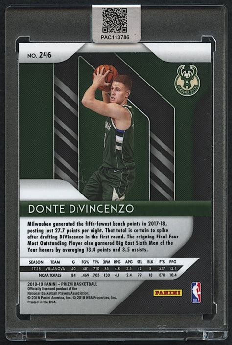 Donte DiVincenzo Signed 2018 19 Panini Prizm 246 RC PA Encapsulated