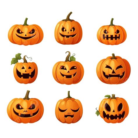 Happy Halloween Pumpkins Set, Pumpkins Monster Face Character, Monster Face, Cute Monster PNG ...