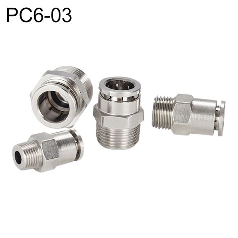 PC6 03 LAIZE Nickel Plated Copper Male Thread Straight Pneumatic Quick