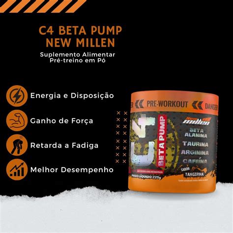 Pré Treino C4 Beta Pump New Millen Energia do Corpo