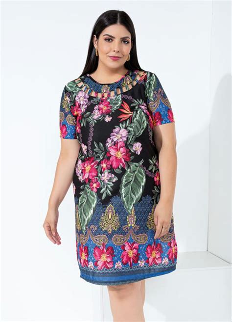 Vestido Floral Com Decote Em Tiras Plus Size Marguerite