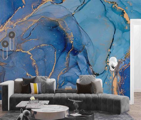 3d Abstract Blue Marble Texture Natural Luxury Wall Mural Wallpaper Gd 1022 Jessartdecoration